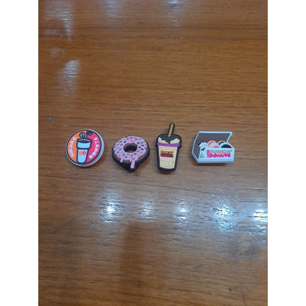 Lot Of 4 Dunkin Donuts Themed Croc Charm Jibz Coffee Donuts Signage